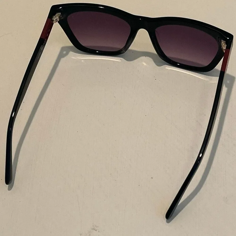 Longchamp Women's LO715S Cateye Frame Sunglasses Black Acetate Square Logo NWT